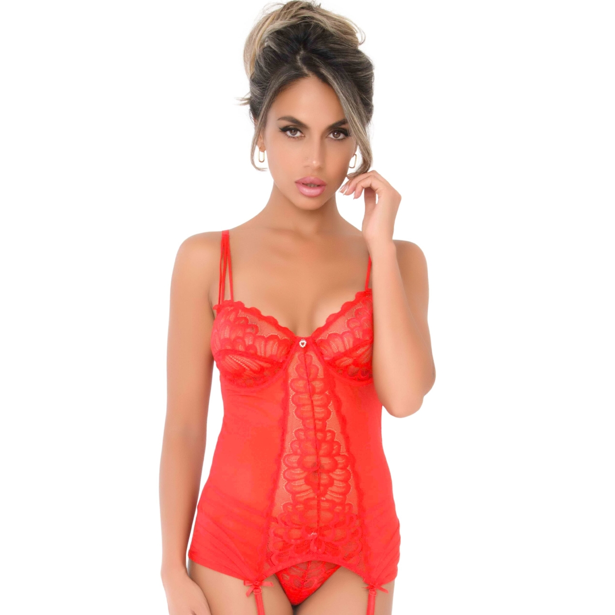 bustier porte jarretelles lace cami rouge 2 scaled