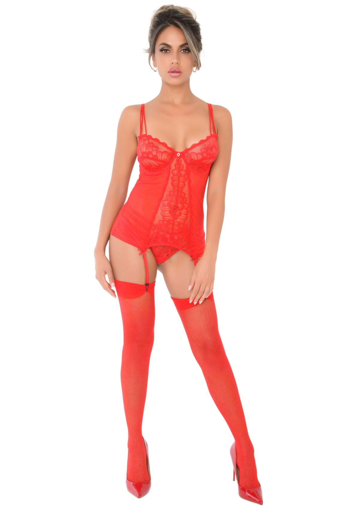 bustier porte jarretelles lace cami rouge 3 scaled