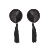 cache tetons satin avec pompon nipple couture noir