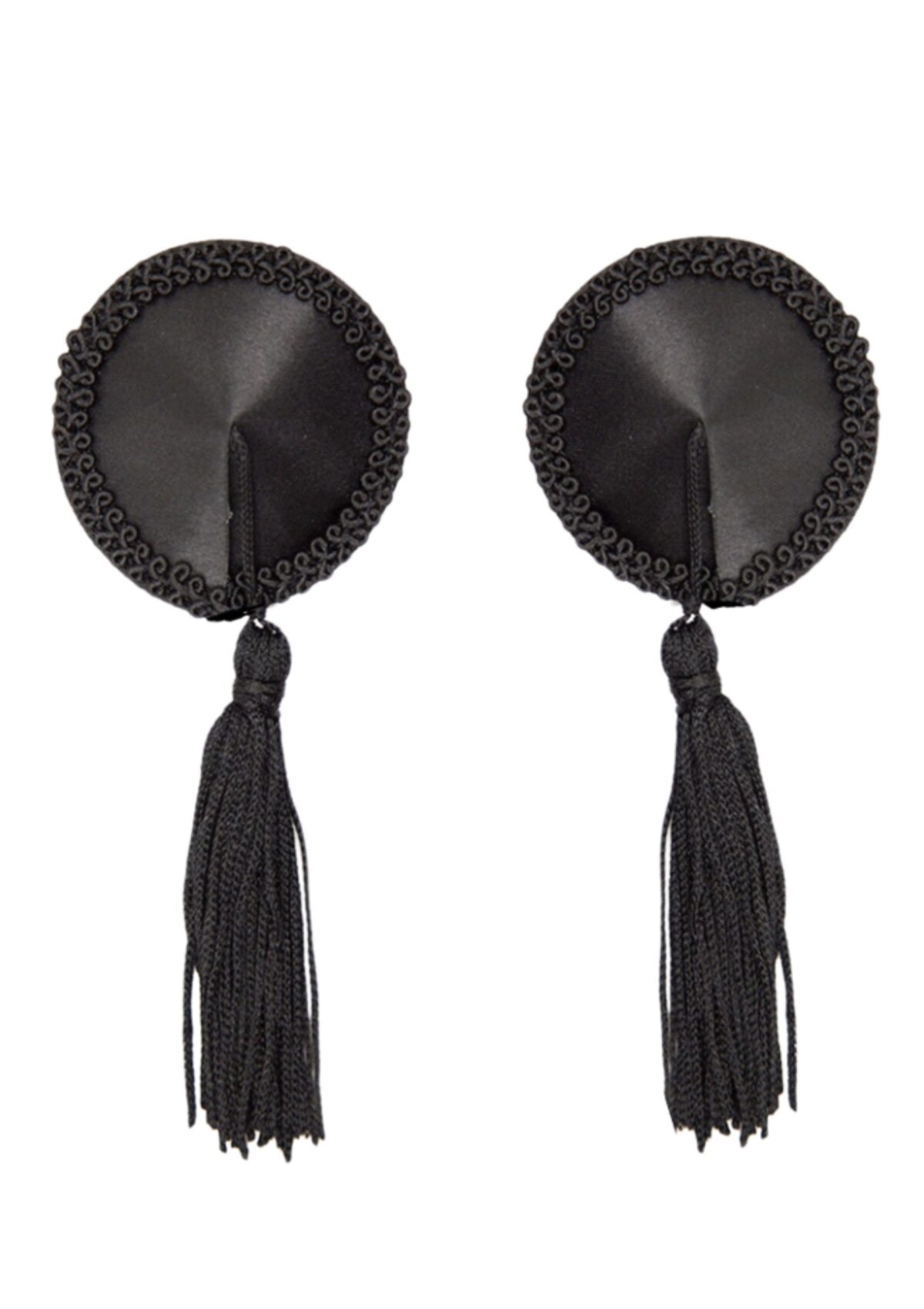 cache tetons satin avec pompon nipple couture noir 4