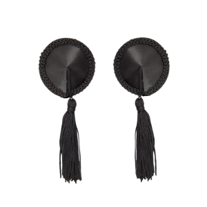 cache tetons satin avec pompon nipple couture noir 4