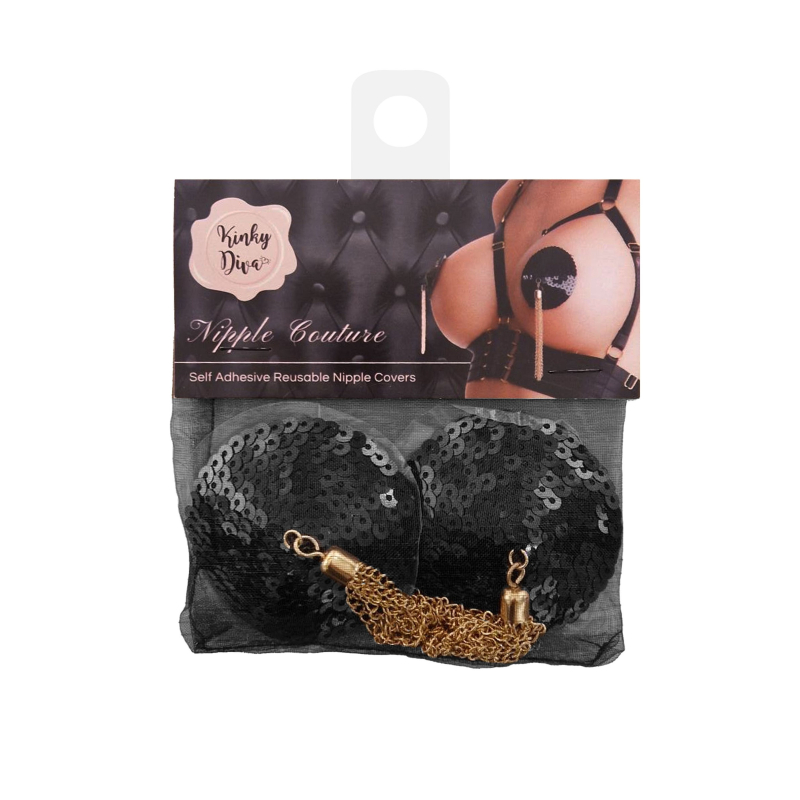 cache tetons sequin avec chaine nipple couture noir 3