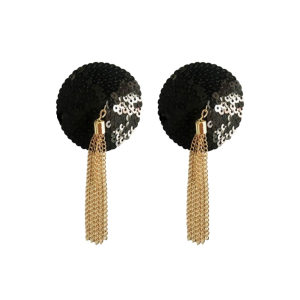 cache tetons sequin avec chaine nipple couture noir