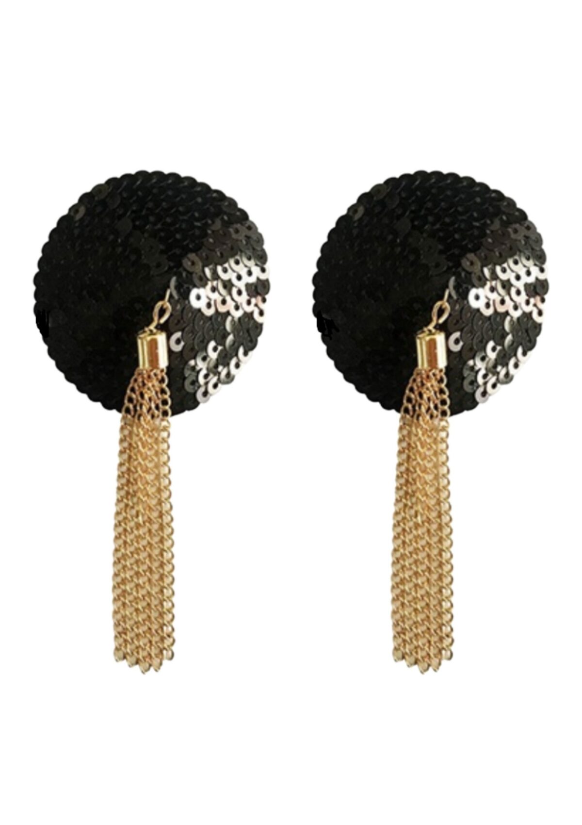 cache tetons sequin avec chaine nipple couture noir 4