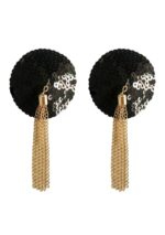 cache tetons sequin avec chaine nipple couture noir 4