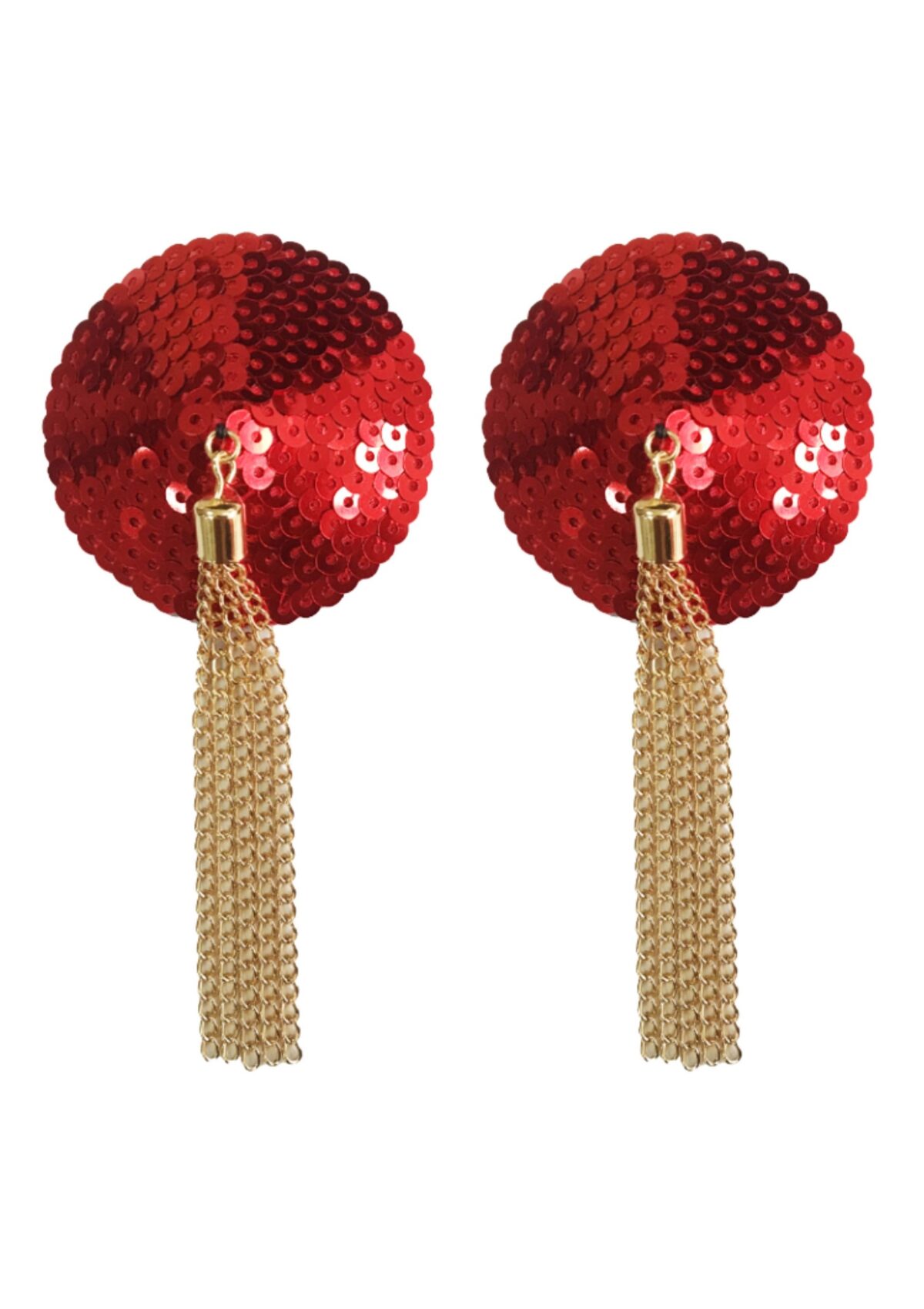 cache tetons sequin avec chaine nipple couture rouge 3