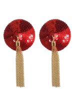 cache tetons sequin avec chaine nipple couture rouge 3