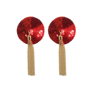 cache tetons sequin avec chaine nipple couture rouge