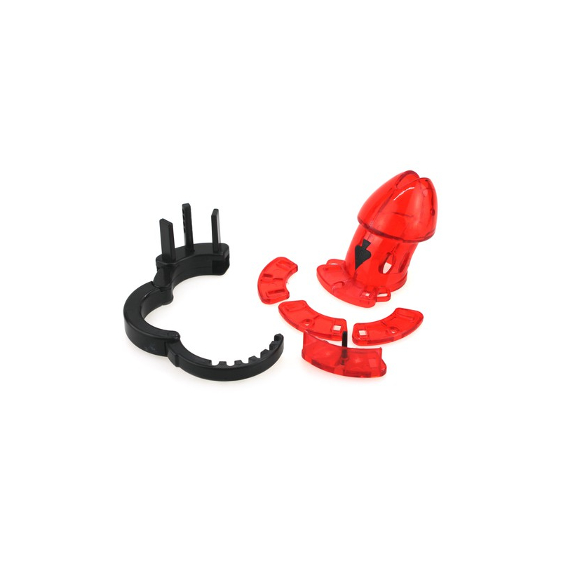 cage de chastete ajustable 10 x 35cm rouge 7