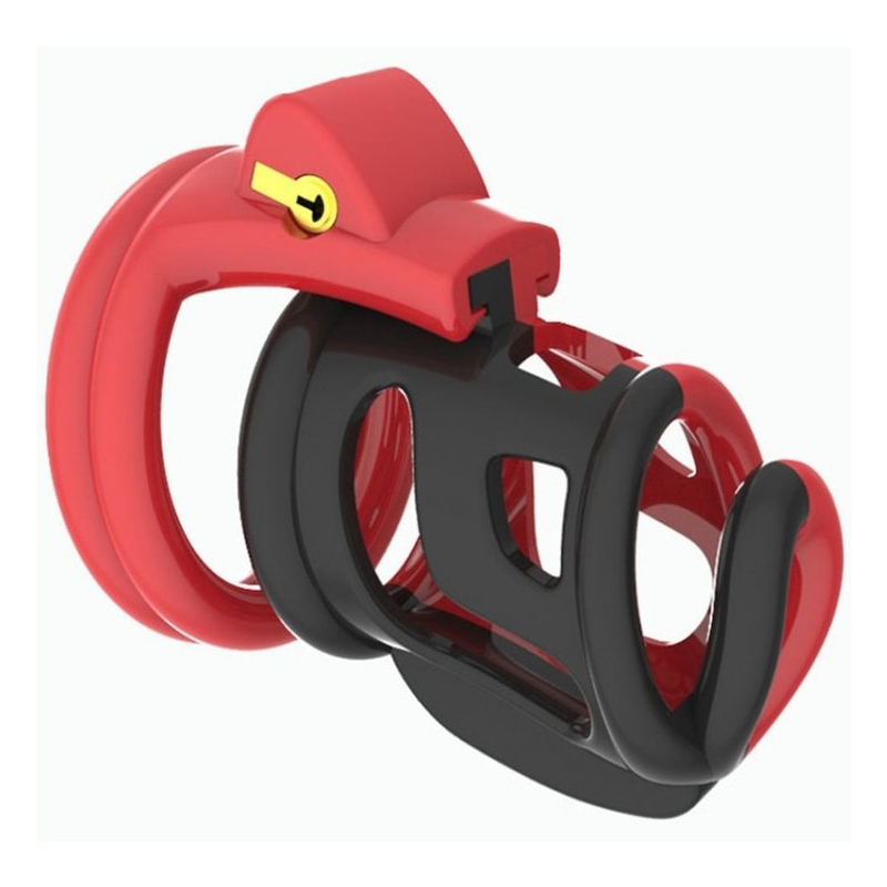 cage de chastete cock cuff 75 x 3 cm rouge noir 2