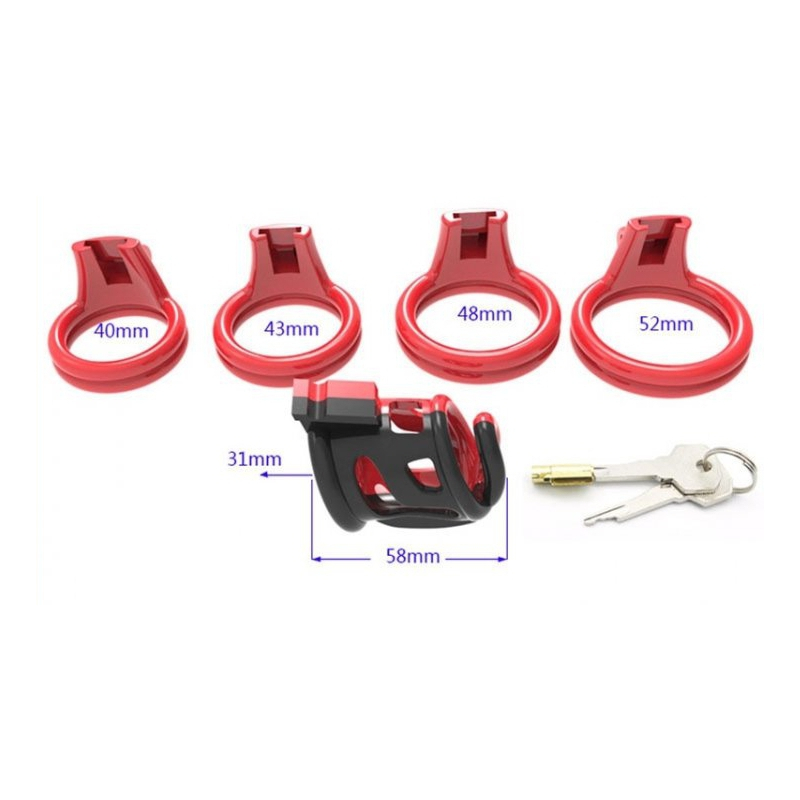 cage de chastete cock cuff 75 x 3 cm rouge noir 4
