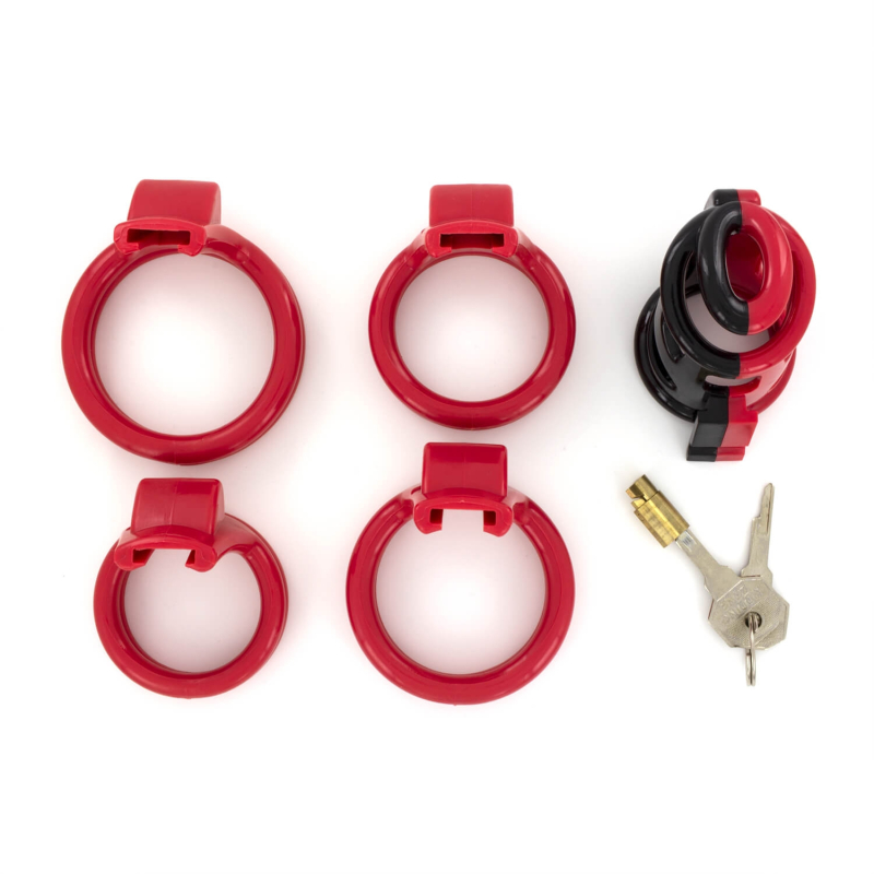 cage de chastete cock cuff 75 x 3 cm rouge noir 5