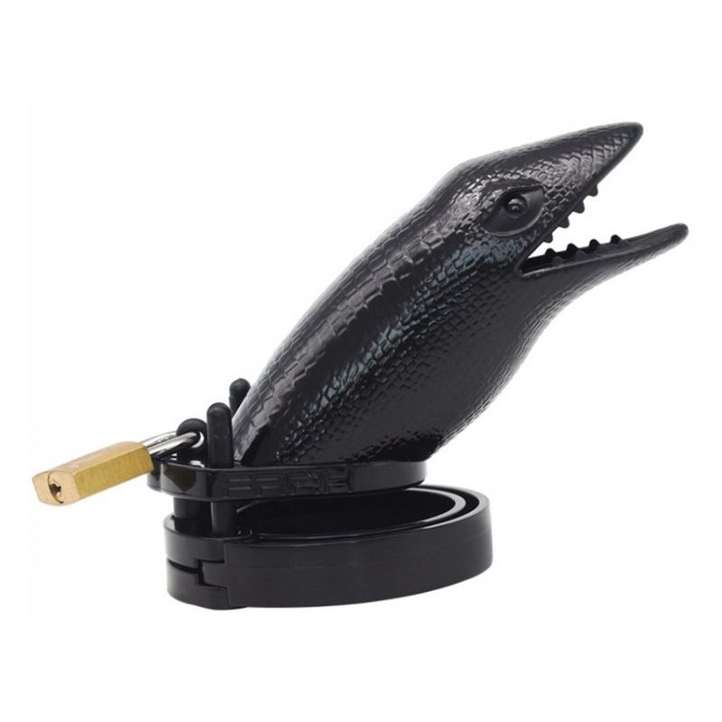 cage de chastete crocodile 10 x 35cm noire