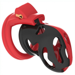 cage de chastete dinoz 65 x 3cm noir et rouge