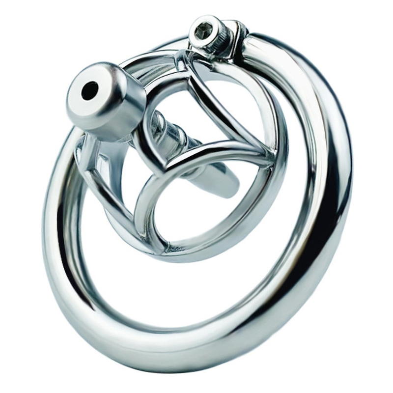 cage de chastete en metal avec plug d uretre hexy 3 x 33cm