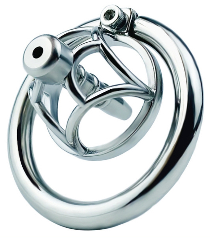 cage de chastete en metal avec plug d uretre hexy 3 x 33cm