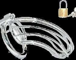 cage de chastete en metal grille 12 x 35cm anneau 40mm