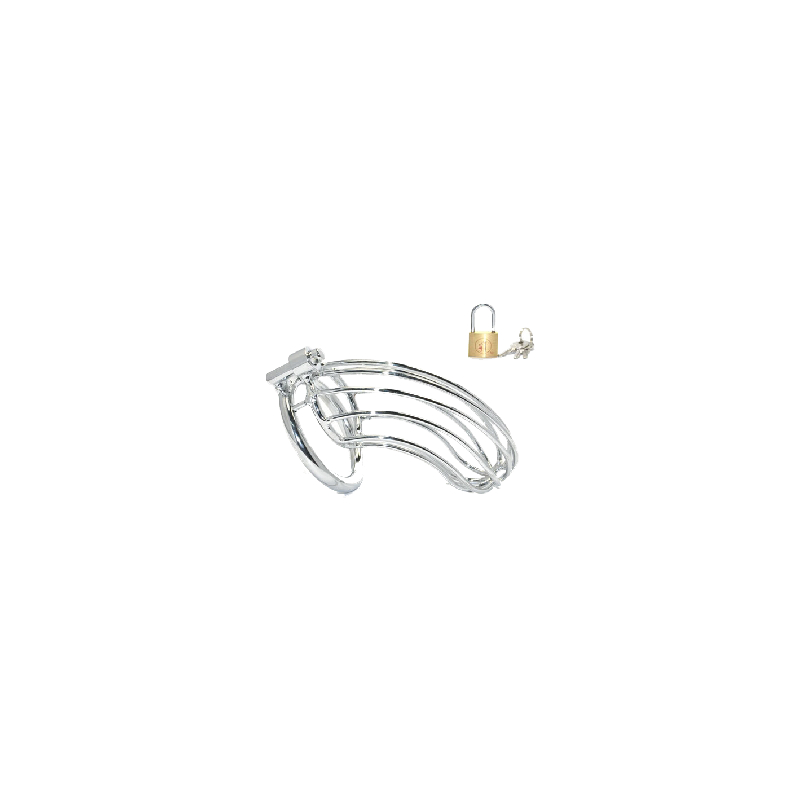cage de chastete en metal grille 12 x 35cm anneau 40mm