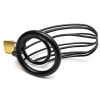 cage de chastete en metal grille 12 x 35cm anneau 50mm noir 1