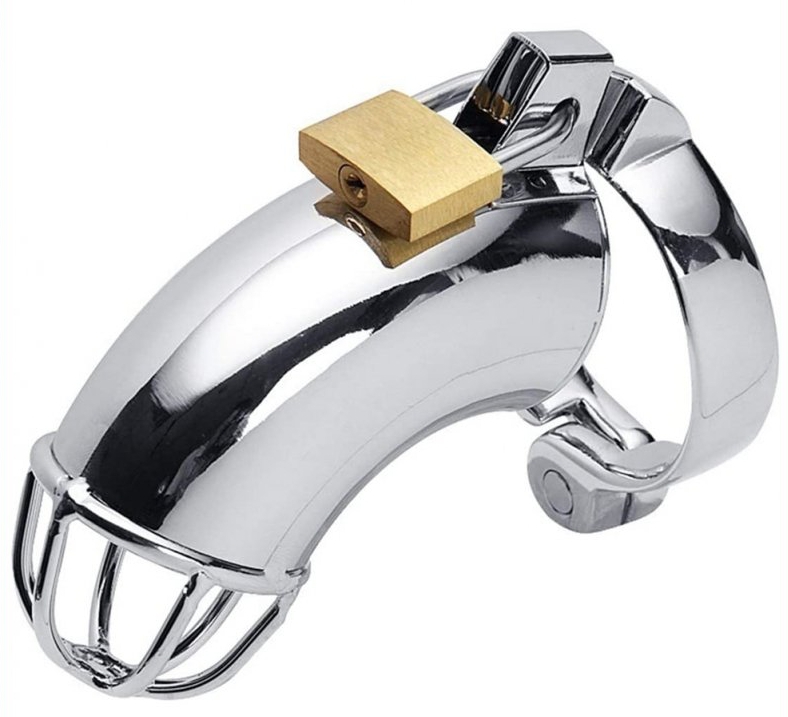 cage de chastete en metal lancelot 10 x 35cm