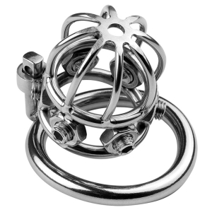 cage de chastete en metal spike cock 6 x 32cm