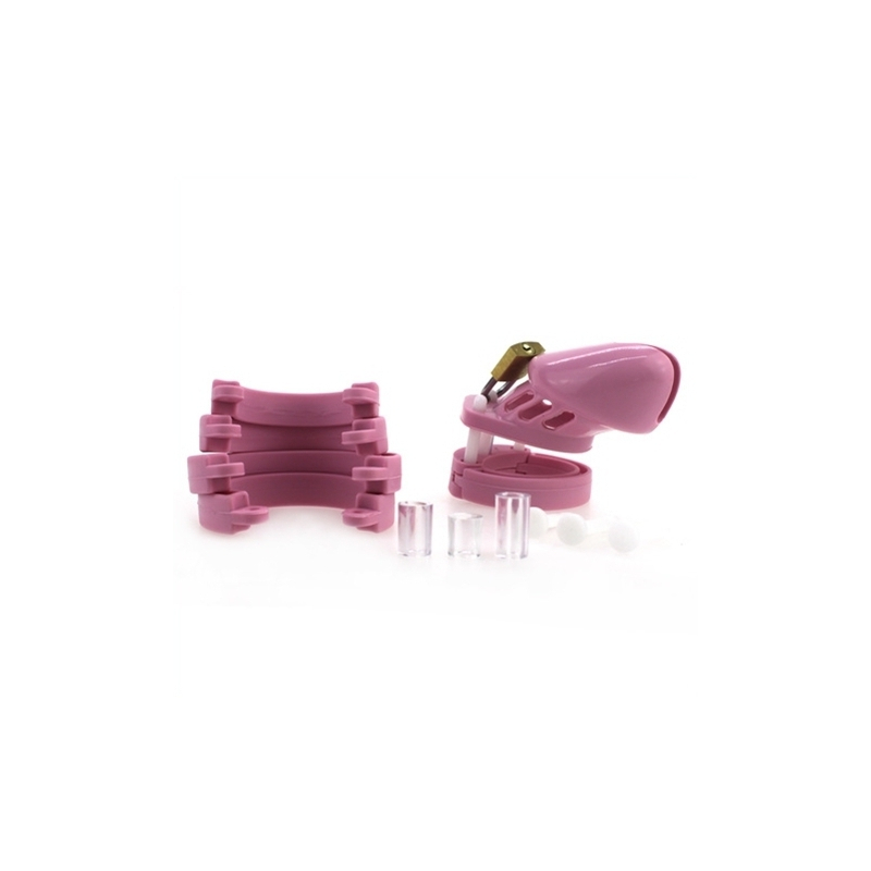 cage de chastete en silicone 7 x 33 cm rose 1