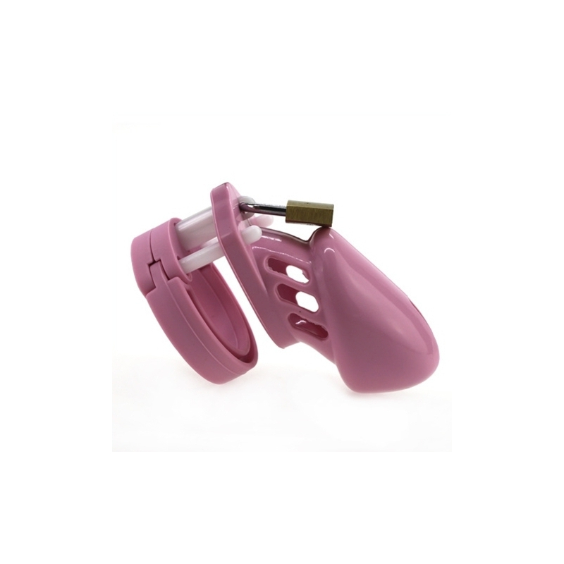 cage de chastete en silicone 7 x 33 cm rose 3