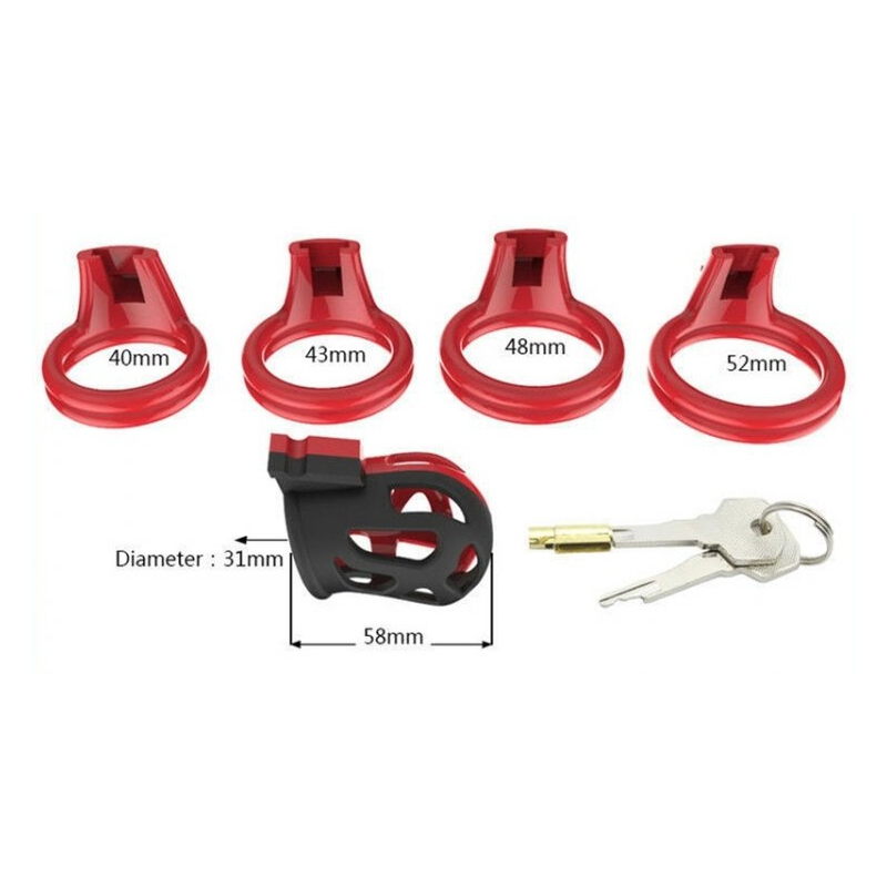 cage de chastete joker 75 x 3cm rouge noir 4