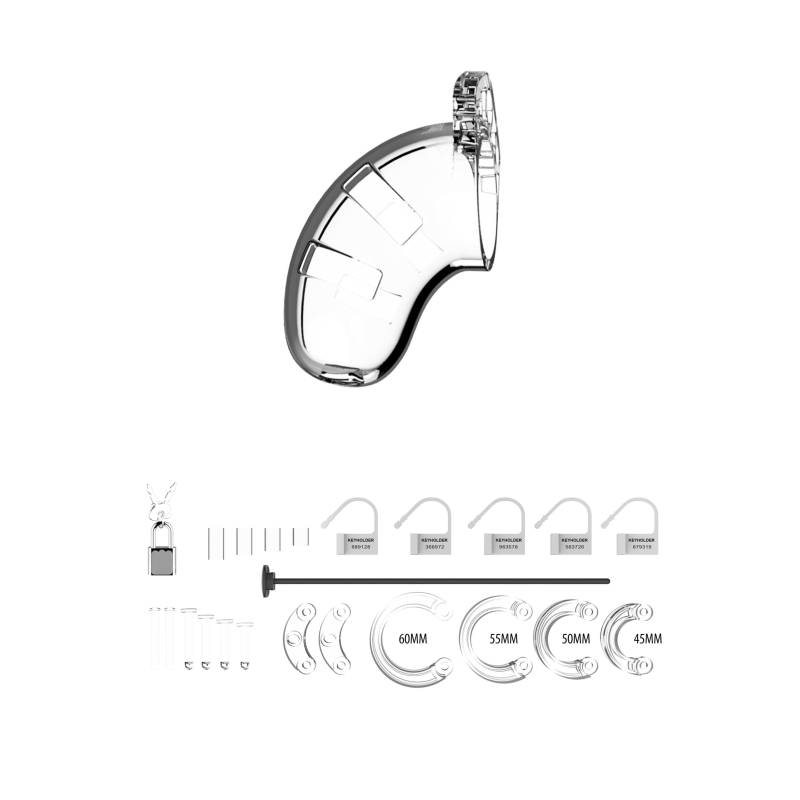 cage de chastete mancage avec tige uretre 9 x 35cm transparente tige 20cm diametre 3mm 3 scaled