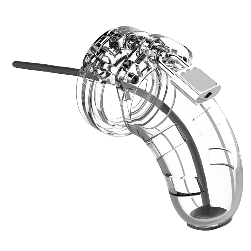 cage de chastete mancage avec tige uretre 9 x 35cm transparente tige 20cm diametre 3mm scaled