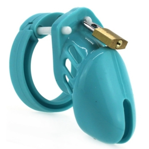 cage de chastete silicone 7 x 33 cm bleu