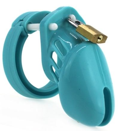 cage de chastete silicone 7 x 33 cm bleu