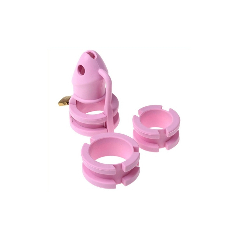 cage de chastete silicone birdlocked 11 x 32 cm rose 1