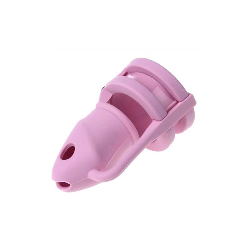 cage de chastete silicone birdlocked 11 x 32 cm rose 2