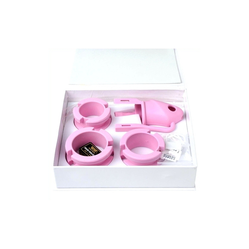 cage de chastete silicone birdlocked 11 x 32 cm rose 4