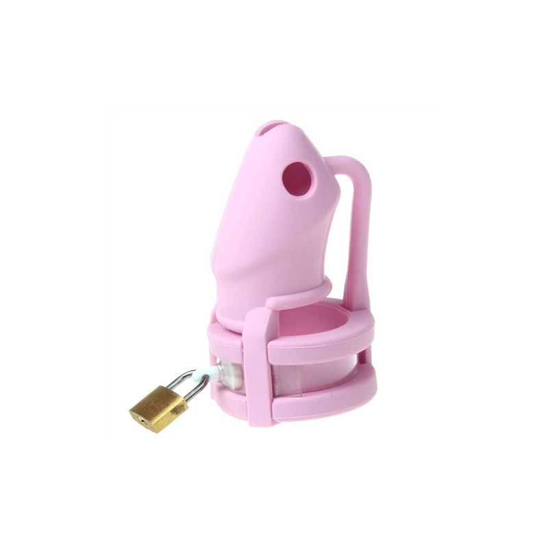 cage de chastete silicone birdlocked 11 x 32 cm rose