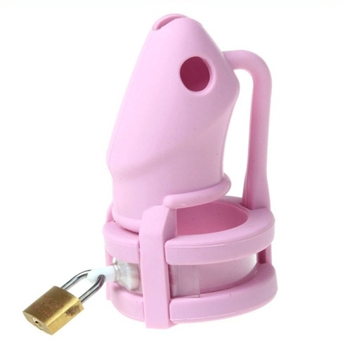 cage de chastete silicone birdlocked 11 x 32 cm rose