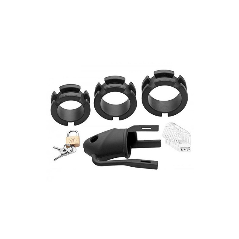 cage de chastete silicone birdlocked 11 x 32cm noire 2