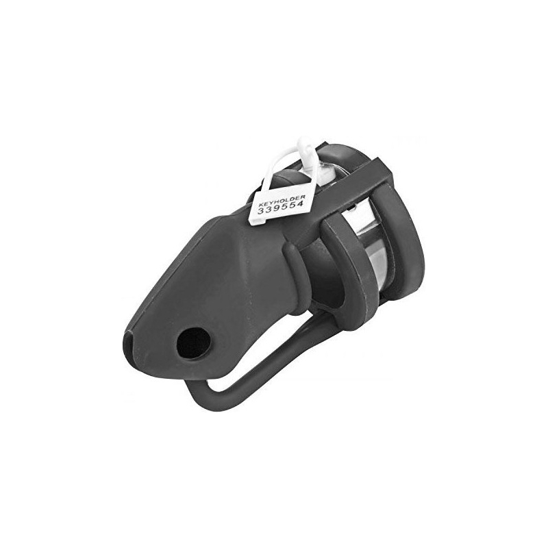 cage de chastete silicone birdlocked 11 x 32cm noire