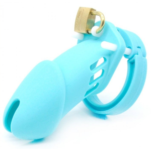 cage de chastete silicone bran 9 x 3cm bleue