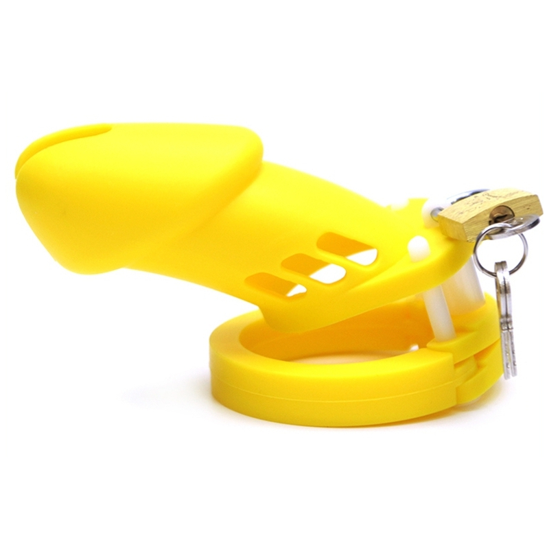 cage de chastete silicone bran 9 x 3cm jaune 1