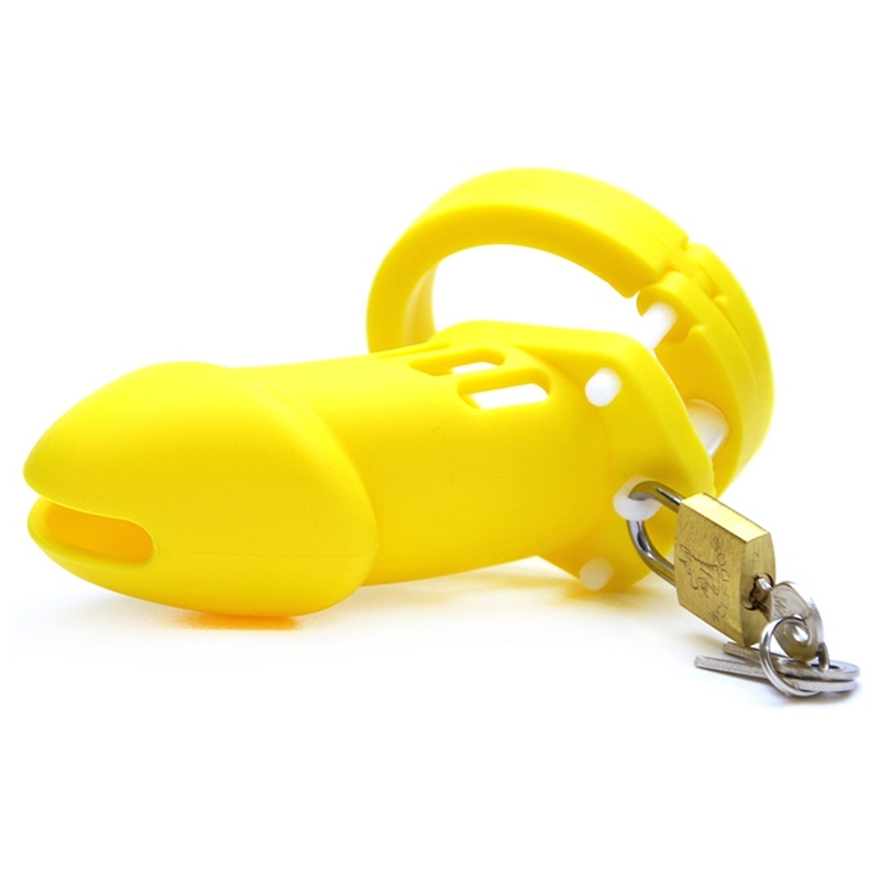 cage de chastete silicone bran 9 x 3cm jaune 2