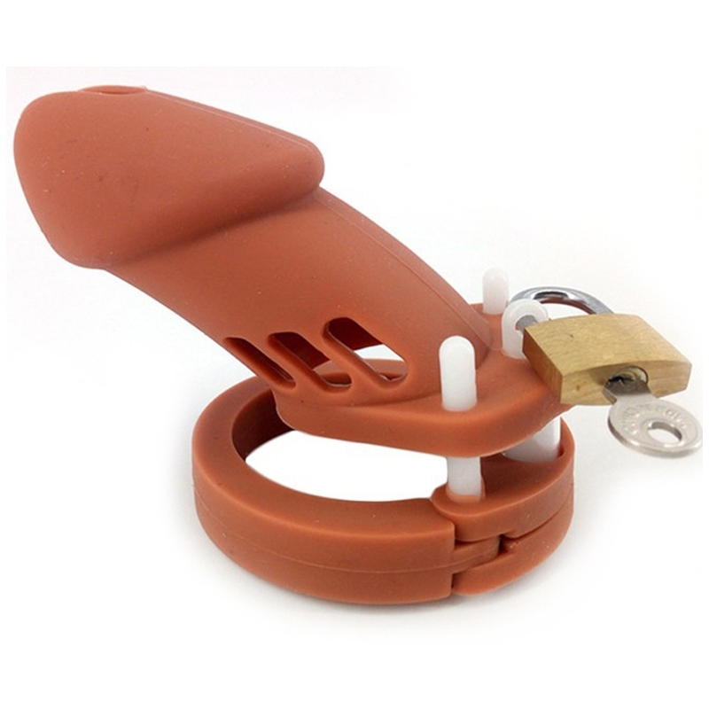 cage de chastete silicone bran 9 x 3cm marron 1