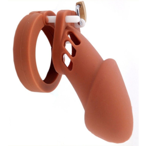 cage de chastete silicone bran 9 x 3cm marron