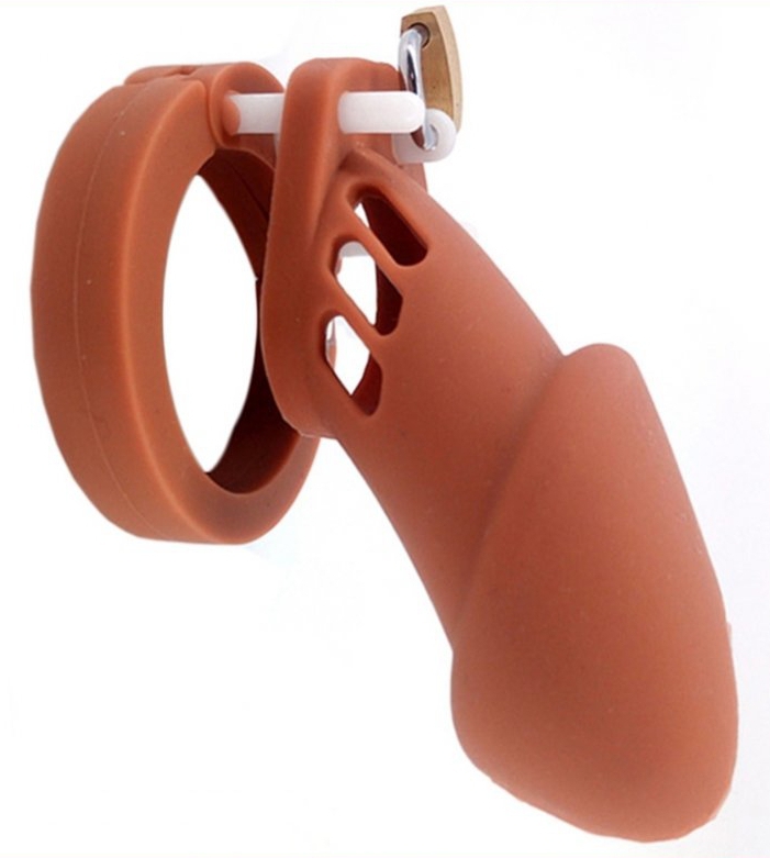 cage de chastete silicone bran 9 x 3cm marron