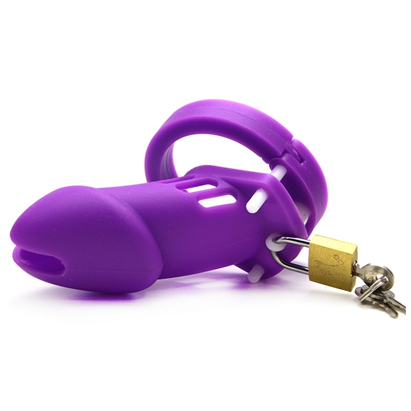 cage de chastete silicone bran 9 x 3cm violette 2