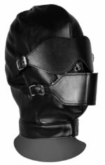 cagoule avec masque et baillon blind mask gag noire ouch