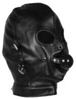 cagoule avec masque et baillon blind mask gag noire ouch 2