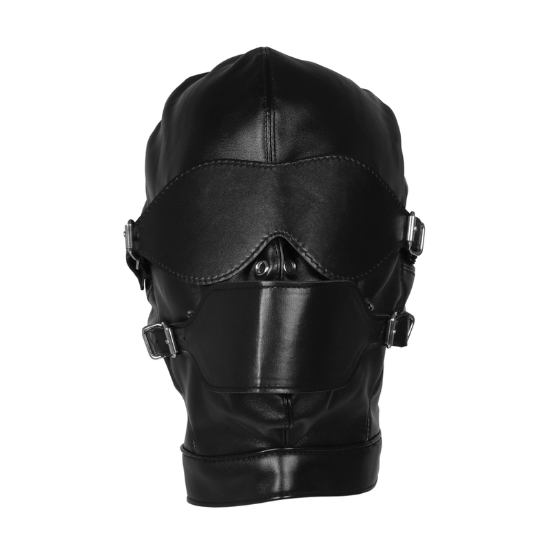 cagoule avec masque et baillon blind mask gag noire ouch 3