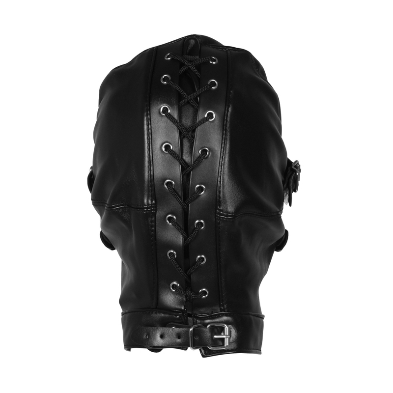 cagoule avec masque et baillon blind mask gag noire ouch 4